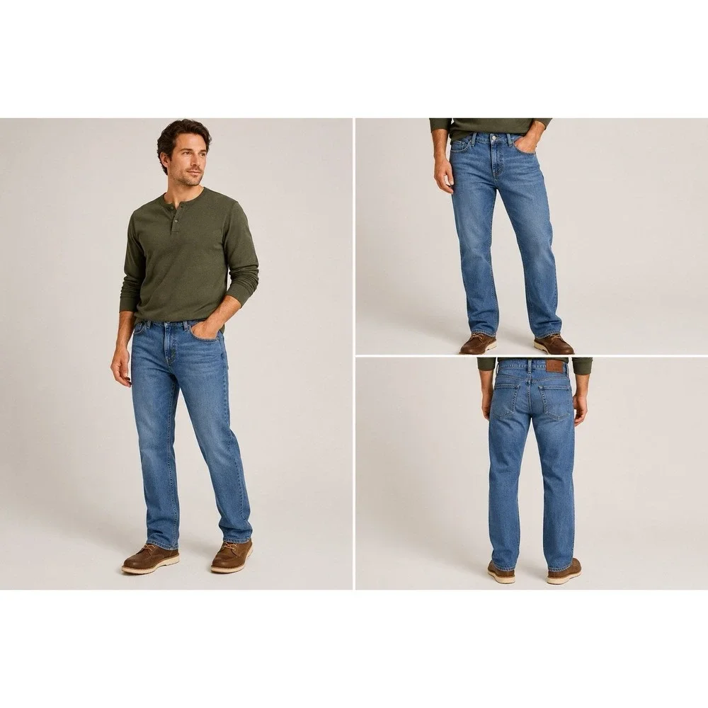 L.L.Bean BeanFlex Natural Fit Men's Jeans 32x34 Blue Stretch Denim Outdoor Style
